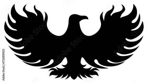 Powerful black eagle silhouette with wings spread wide, symbolizing strength, freedom, and aspiration