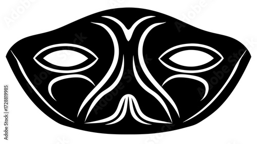 Mysterious tribal mask design with striking symmetrical patterns and captivating eye shapes