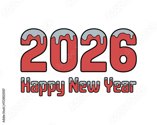Bold 2026 happy new year vector illustration for festive greetings and celebrations silhouette vector illustration white background
