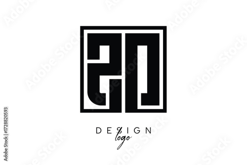 ZD Double Letter Monogram Logo – Bold Square Typography Initials for Modern Branding, Identity & Professional Design