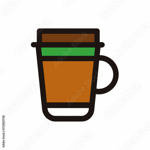 Vector art of hot beverage cup with green band