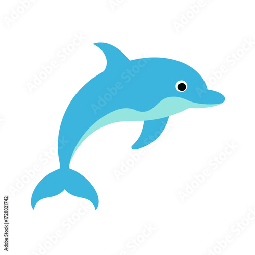Vector art of cute cartoon dolphin jumping