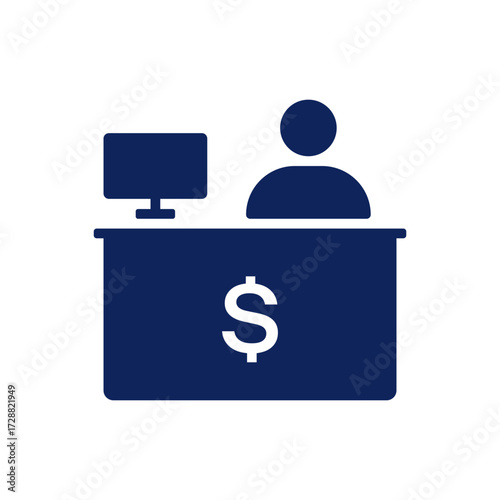 Bank Teller Desk Financial Customer Service Flat Icon