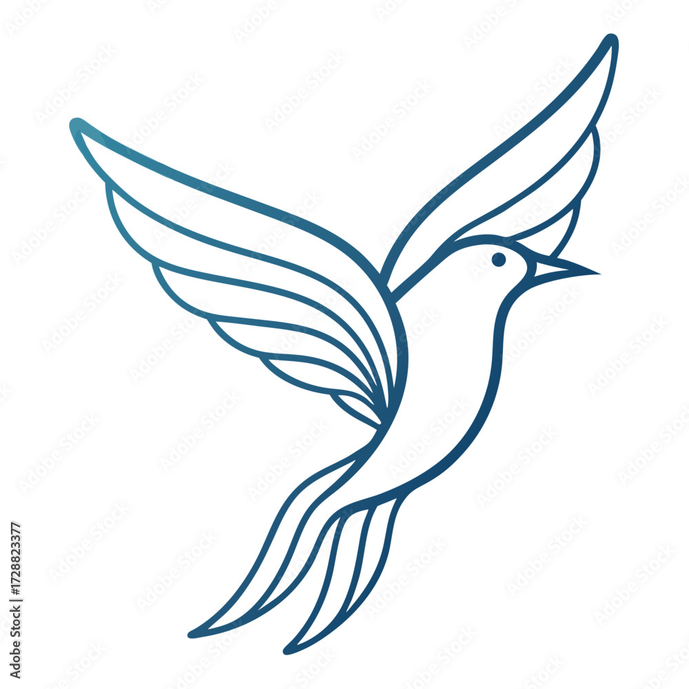 Obraz premium Minimalist vector illustration of a bird in graceful flight showcasing simple lines and vibrant colors against a clean background