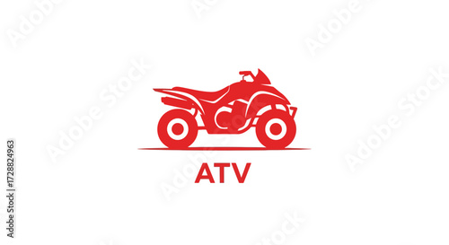 Red ATV Icon on White Background for Off Road Vehicle Logo