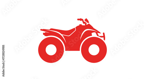 Red ATV Icon Simplified Graphic Design on White Background