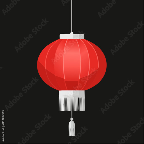 Red Chinese lantern decoration for festival celebration isolated on white background