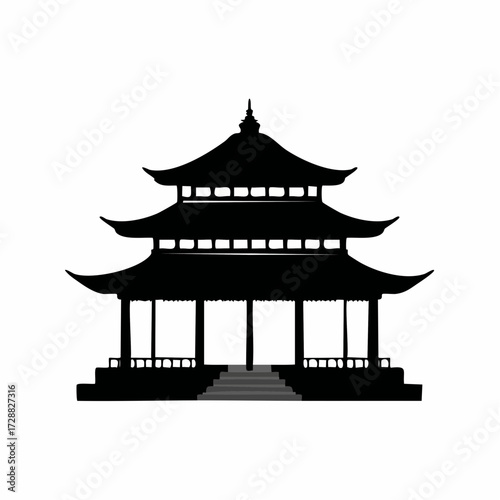 The iconic Temple of ancient architecture and traditional culture captured in the silhouette