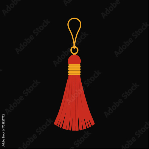 Vector Illustration of Tassel Charm for Keychains, Bags, and Decorative Items