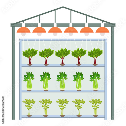 Smart Farming Smart farming vector illustration. Farmer with wireless IoT icons showing greenhouse, water drop, weather, and temperature monitoring