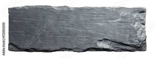 Panel kuchenny z motywem Single rectangular black slate plate with rough natural edges, isolated on transparent cutout background