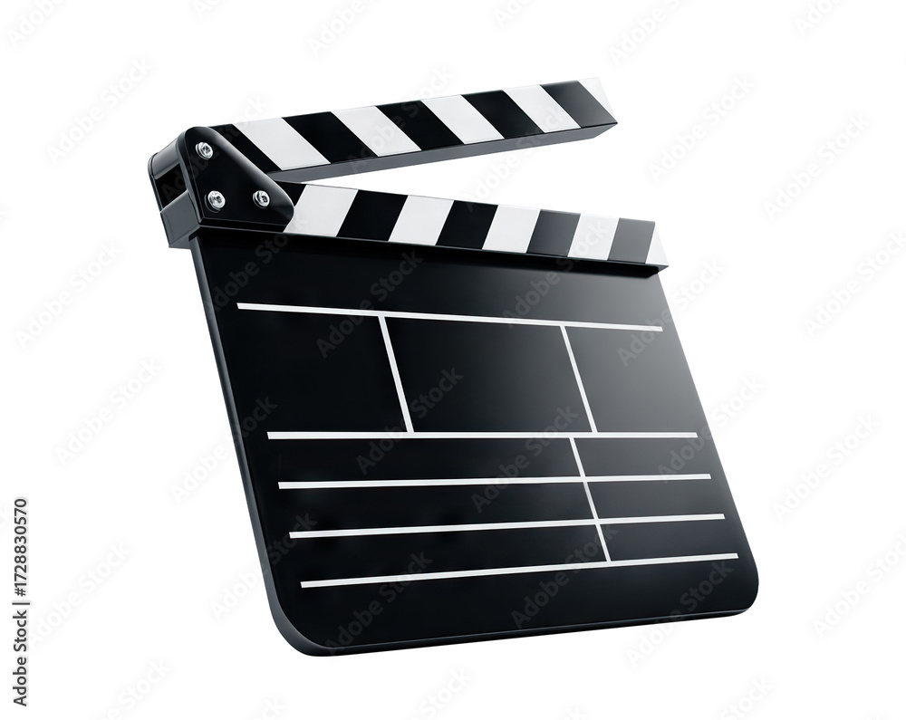 Fototapeta premium Classic movie clapperboard isolated on transparent cutout background