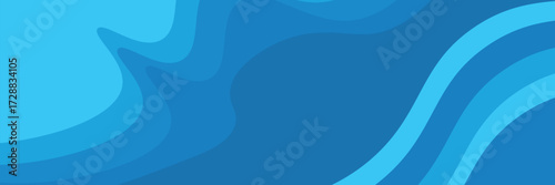 Blue abstract background in paper cut style modern vector.