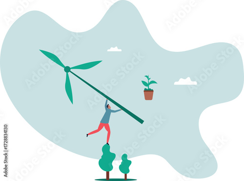 Business going green, environment eco friendly in climate change crisis or sustainability .about a man and his life.