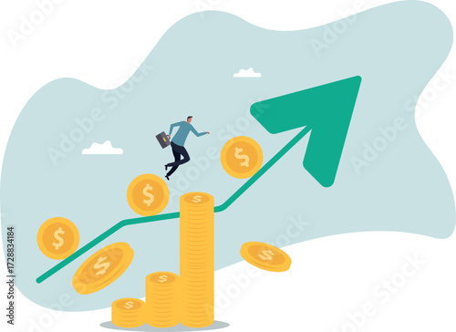 Success investing, growing wealth or being rich from pension or mutual fund, stock market return, money or financial success.about a man and his life.