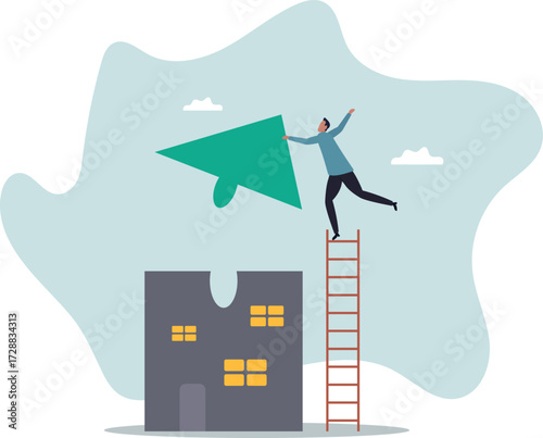 Plan to buying new house or renovation, mortgage loan or housing expense, property maintenance or real estate insurance .about a man and his life.