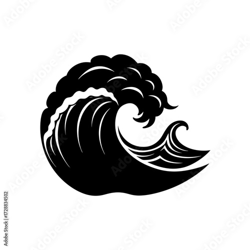 black and white vector silhouette of a massive cur