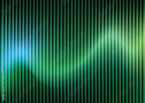 Abstract sound wave background, green and blue vertical lines. Digital vector abstract gradient background with a futuristic glowing equalizer light and 3D illusion effect.