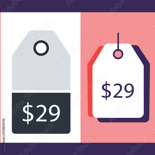 Two price tags with the same price. Vector illustration of price tags. Graphic design element for your business. Modern and simple style design. 