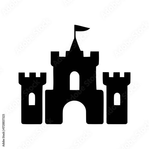 castle silhouette vector. silhouette of a medieval castle icon