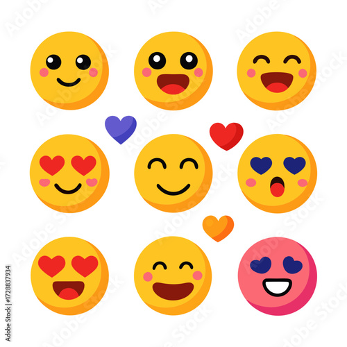 Set of colorful flat design emoji vector illustration concept