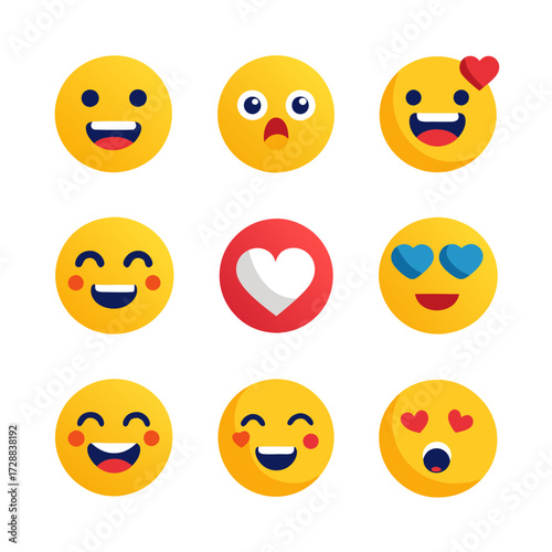 Collection of yellow emoji characters expressing different emotions