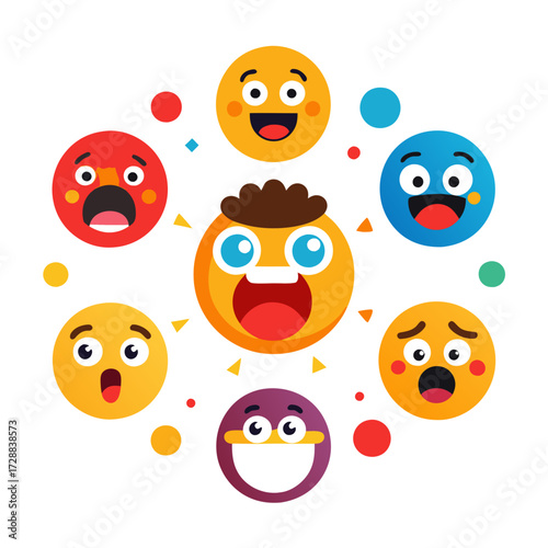 Diverse emoji faces illustrating various emotions and feelings