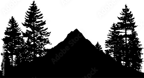 "Forest and Peaks Silhouette"