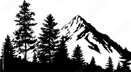 "Forest and Peaks Silhouette"