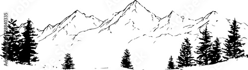 "Forest and Peaks Silhouette"