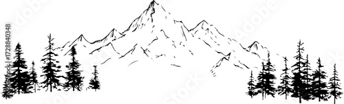 "Forest and Peaks Silhouette"
