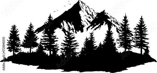 "Forest and Peaks Silhouette"