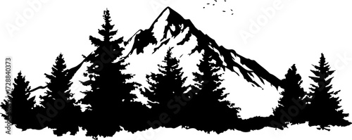 "Forest and Peaks Silhouette"