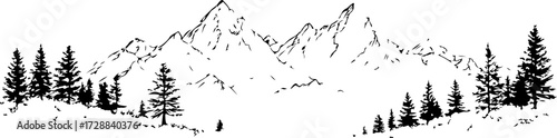 "Forest and Peaks Silhouette"