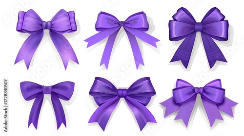 Creative collection of purple bows for decorative purposes in various styles and designs
