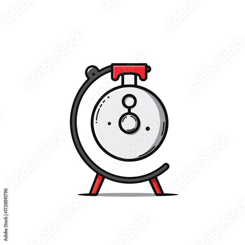 Modern gong in minimalist style with red accent, harmonious balance