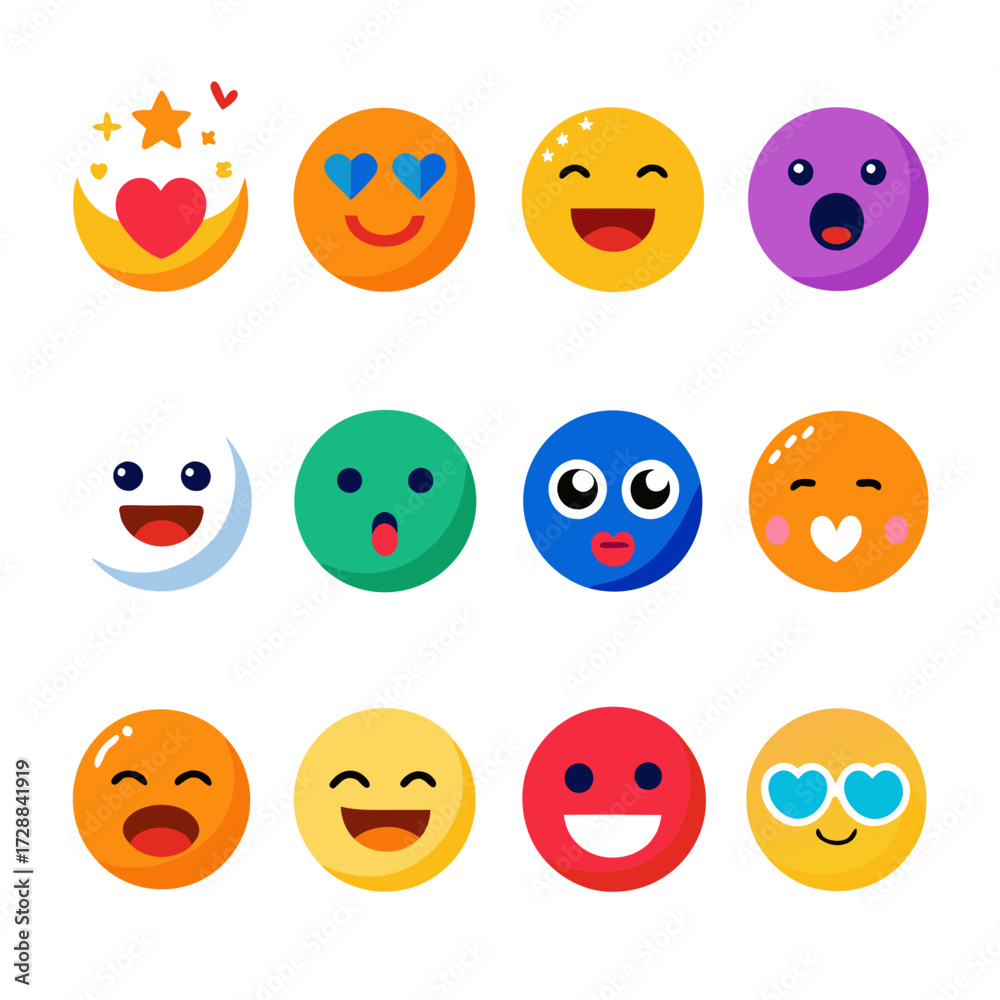 Obraz premium Colorful flat design emoji icons on a white background