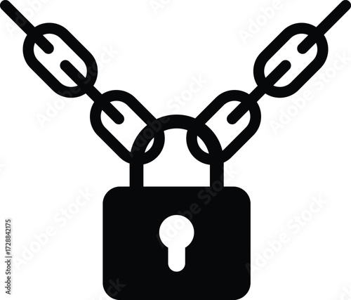 Secure padlock with chain symbol icon for security privacy protection and access control concepts