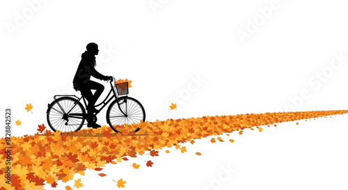 Autumn Bicycle Ride on Leaf Path Illustration