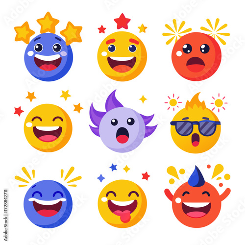 Cartoon emoji icons expressing different emotions and reactions