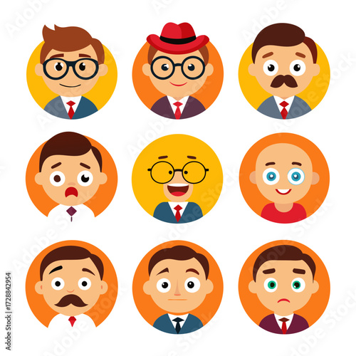 Diverse cartoon character portraits showcasing different expressions and styles