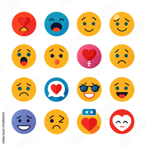 Collection of colorful emoji characters expressing various emotions