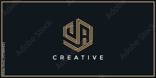JA, UA or DA Hexagon Logo Design