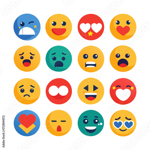 Collection of diverse expressive emojis showcasing varied emotional states