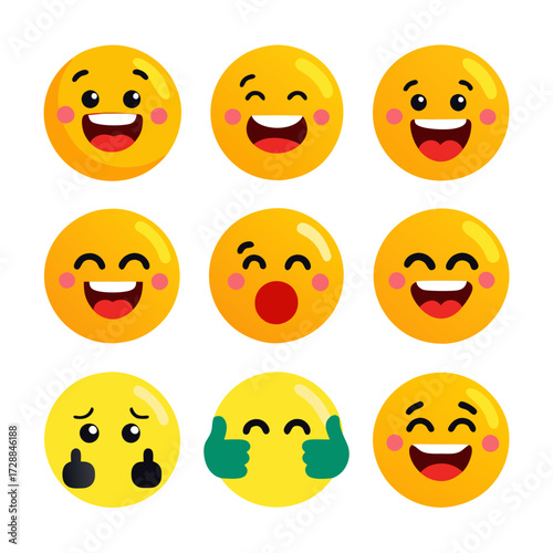Diverse set of emoji icons expressing various emotions
