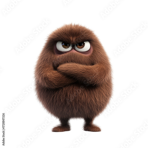 Cartoon furry character with angry expression and crossed arms