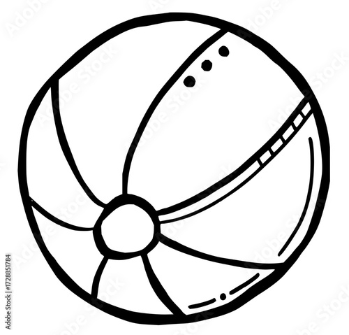 Playful, hand drawn beach ball icon perfect for summer fun, games, and vacation designs