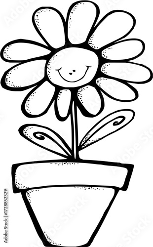 Charming smiling flower in a pot brings joy and a touch of nature to any creative project design