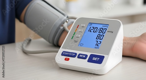 Monitoring blood pressure with digital sphygmomanometer for heart care