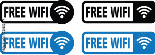 Free WiFi icon set in flat vector style. Perfect for cafes, restaurants, hotels, public places, and business areas that provide free internet access